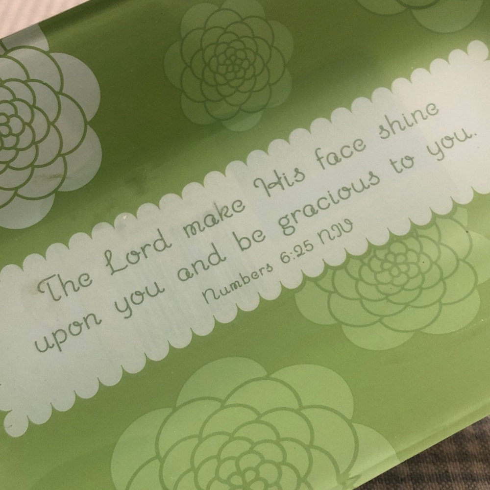 Jeanne Winters 2008 Simply Inspiring Glass Notions Tray Scripture Green #893